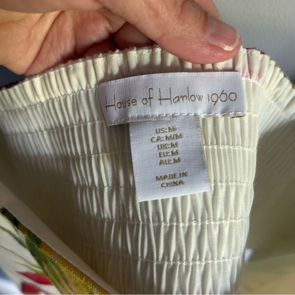 House of Harlow 1960 Midi Dress Size M Linen-Blend Cut Out Smocked Back - Picture 4 of 9